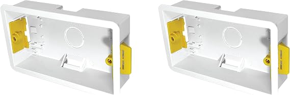 2 Gang Dry Lining Back Box 35mm | Fast-Fit Electrical Wall Boxes for Plasterboard (Pack of 2)