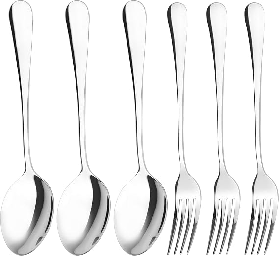 Table Spoon, Table Fork, Cutlery Set, 3 Spoons and 3 Forks, 304 Stainless Steel, 20.4 cm 8 inches, 6pieces