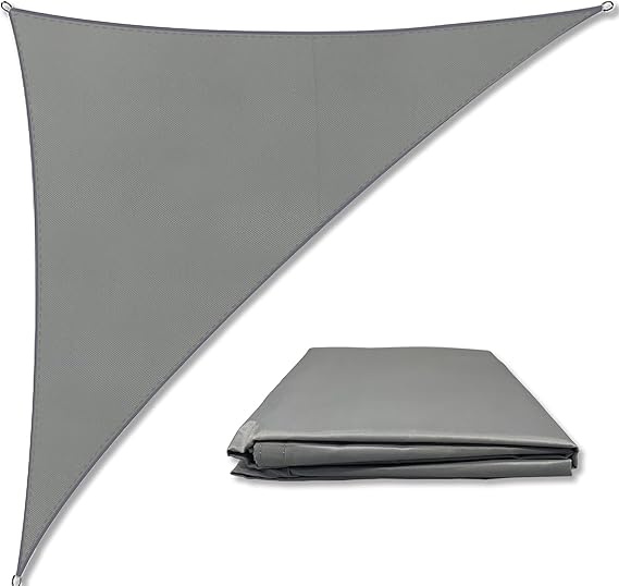 Triangle Sun Shade Sail Waterproof, 3mX4mX5m Grey Garden Sail Right Angle Garden Canopy with 4 Sizes Optional, 3 Ropes, UV Block, Patio Sunshade Sunscreen Awnings Hot Tub Shelter for Outdoor
