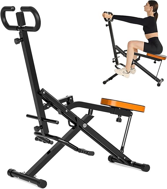 NAYSAYE Squat Assist Trainer, Rowing Machine with Adjustable Resistance Bands, LCD Display, Folding Exercise Trainer with 265 Lbs Load Capacity for