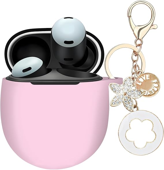 Google Pixel Buds Pro 2 ile Uyumlu Kılıf Kapak, Ziseyoru Yumuşak Silikon Koruyucu Kılıf Google Pixel Buds Pro 2/Buds Pro Kulaklık Aksesuarlarıyla Birlikte Şık Anahtarlık Kadınlar Kız Çocuklar için