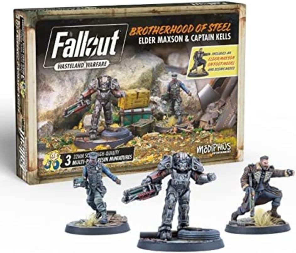 Modiphius | Fallout: Wasteland Warfare - Brotherhood of Steel: Elder Maxon & Capt Kells | Board Game | Ages 14 | 1 to 8 Players | 30 to 240 Minutes Playing Time