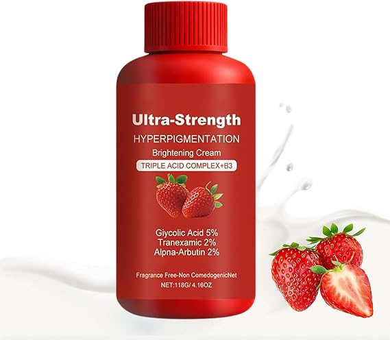 Strawberry Hyperpigmentation Brightening Cream, Skin Lightening And Bleaching Cream For Dark And Uneven Tone, Long-lasting Moisturizing, No-greasy (1pc)
