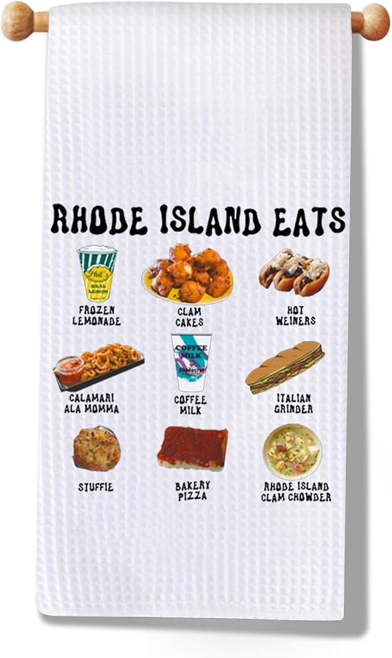 MYSOMY Rhode Island Eats Kitchen Towel Rhode Island Lover Gift Rhode Island Souvenir Towel Chef Gift (Rhode Island Towel3)