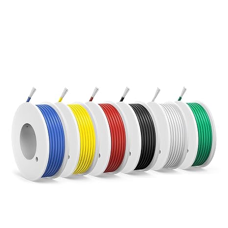 22 AWG 0.34mm² PVC Hook Up Wire, 6 Colours x 13 ft