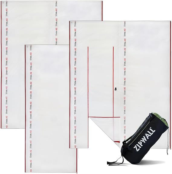 ZIPWALL ZTMP 12-ft ZipSheet Multipack Reuseable Barrier, 25'W x 12'H, White