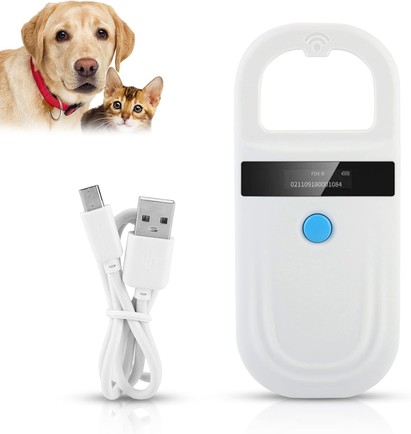 Pet Microchip Scanner 134.2KHZ Pet ID Scanner Rechargeable Animal Chip Registration RFID Animal Handheld Reader OLED Display for Dog Cat Livestock