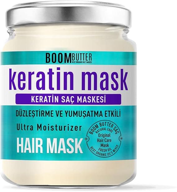 Boom Butter Strengthening & Repairing Keratin Hair Mask, Anti-Fracture & Intensive Nourishing, For Worn Hair, Deeply Moisturizing & Shine Giving Care, 190 ML