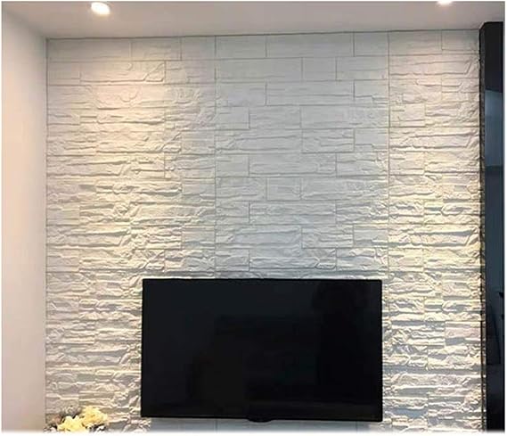 Foam Brick Wall Panel Simulation Stone White Tile DIY Wallboard Sticker 70*77cm Imitation Brick Wallpaper Waterproof Wood Grain Wall Panel Living Room Toilet Bathroom Color : White, Size : 10pcs