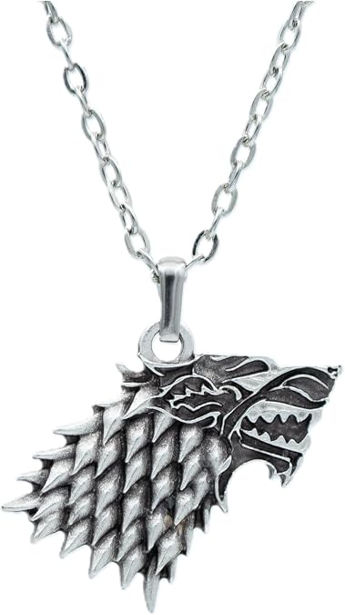Game Of Thrones Stark Kurt Erkek Kadın Kolye Antik Gümüş Kaplama - 60 cm Düz Zincir