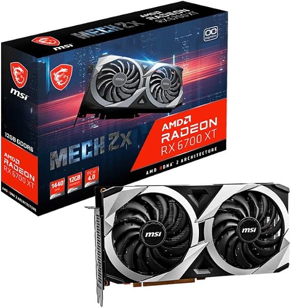 MSI Radeon RX 6700 XT MECH 2X 12G OC Gaming Graphics Card - 12GB GDDR6, 2620MHz, PCI Express 4, 192-bit, 3x DP v 1.4, HDMI 2.1 (Supports 4K & 8K)