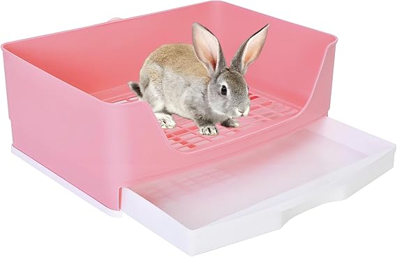 Large Rabbit Litter Tray, Guinea Pig Litter Tray Box Small Animal Toilet Pet Trainer with Drawer for Rabbit Guinea Pigs Galesaur Ferrets