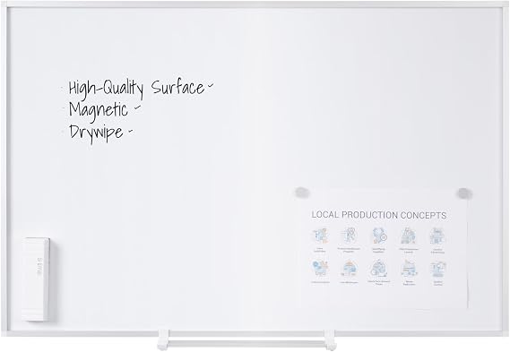 Bi-Office New Generation Whiteboard, Lacquered Steel, 90 x 60 cm, White Surface, Aluminium Frame