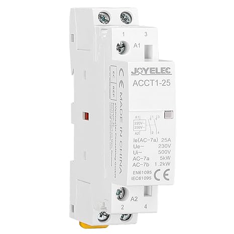 2P Household AC Contactor,AC220V/230V,2NO,2Pole Two Normally Open,50/60HZ Modular Automatic Circuit Control,35mm Din Rail Mount (25A-2NO, 1 Pieces)