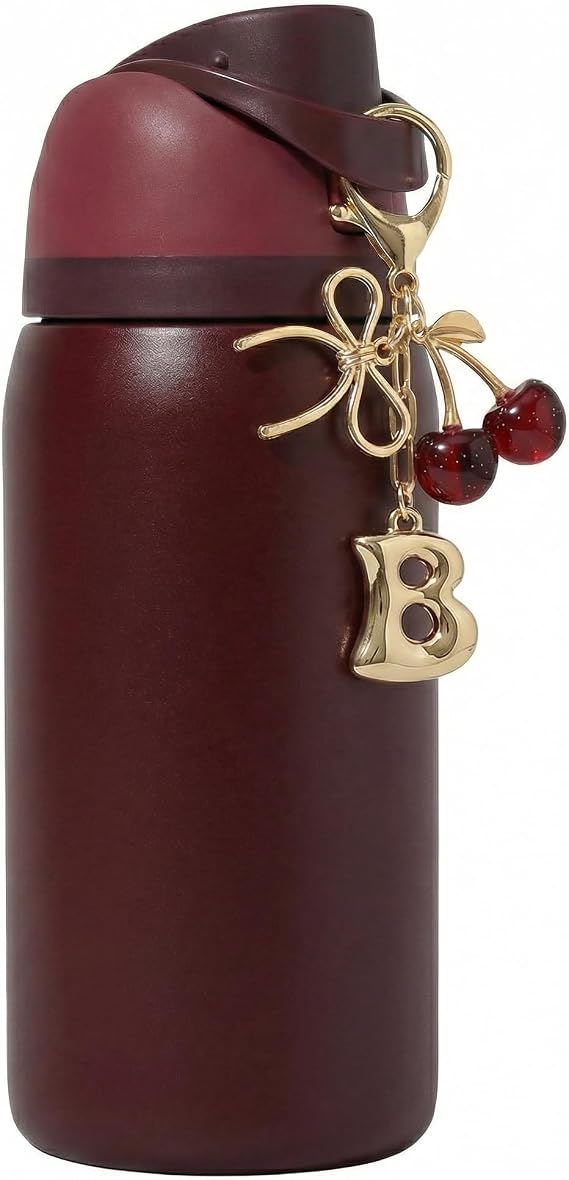 Black Cherry for Owala Water Bottle 16oz, 19oz, 24 oz, 32 oz, 40 oz, Black Red Cherry with Cute Cherries and Bow Pendant - Perfect Accessories for Owala Tumbler | for Owalas FreeSip, Decor Gift