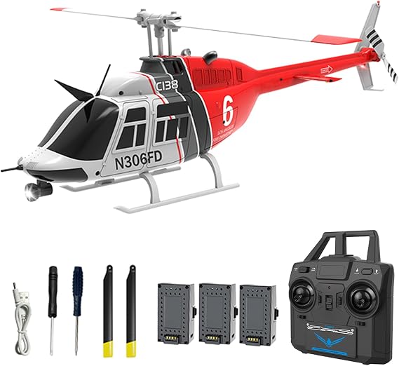 2.4GHz Single Propeller Aileron Free RC Helicopter with 6-axis Gyro, One Key Takeoff/Landing, Three-Speed Adjustment, Gift for Teens & Adults