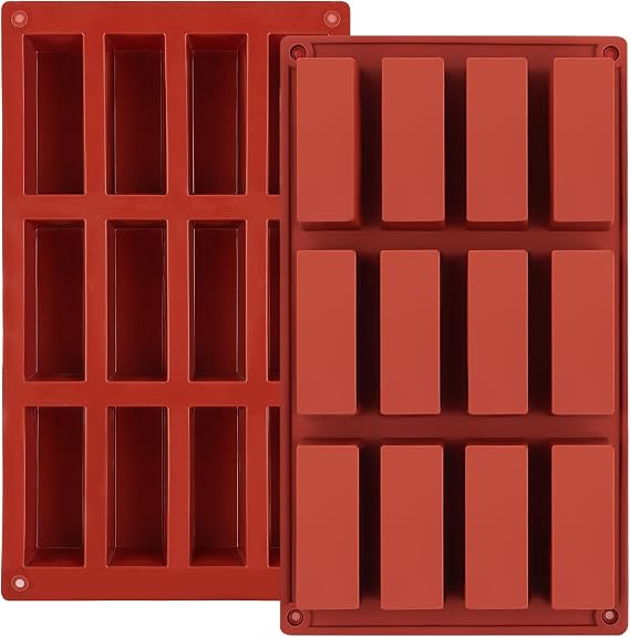 JOERSH 2pcs Rectangle Silicone Granola Bar Mold, 12-Cavity, BPA Free, White