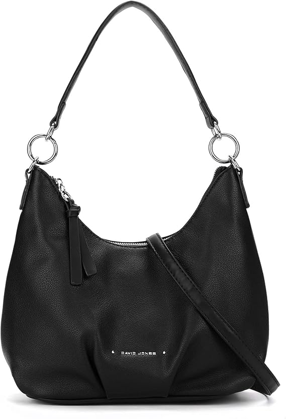 David Jones - Women's Shoulder Bag - Ladies Faux Leather Hobo Bag - Crossbody Bag Messenger Bag Small Handbag - Girl Trendy Fashion Elegant - Black