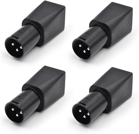 4パック オス 3ピン Xlr アダプタープラグ Dmx - Rj45 コネクター - イーサネット、ブラック。