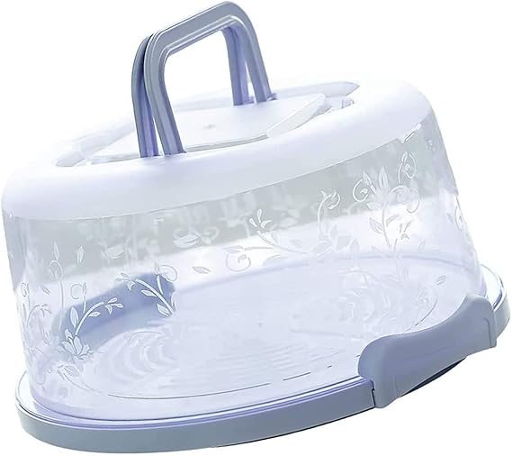 PIQIUQIU Cake Transport Box Round Cake Container Storage Belt Pattern (25 * 21 * 13cm)