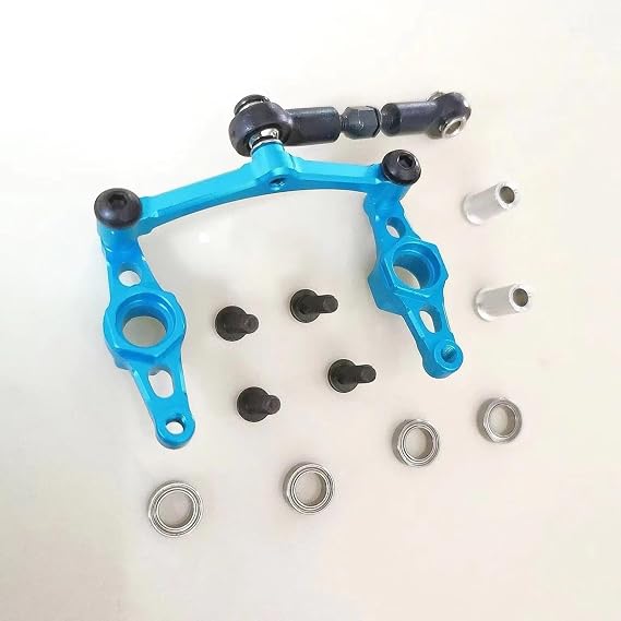 Rc Upgrade Components For Tamiya TTO2 TTO2T TTO2B 1/10 Metal Crank Steering Arm With Bridge Assembly Set RC Car Upgrade Parts Accessories(Blue)