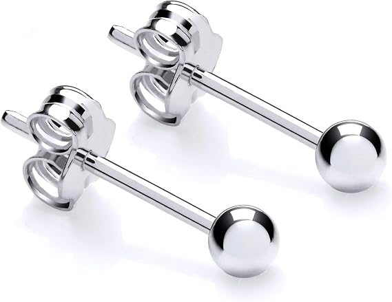 925 Sterling Silver Ball Stud Earrings Pair 3mm 4mm 5mm 6mm Ladies Girls Mens - Hypoallergenic - Nickle Free