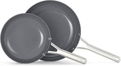 Calphalon Ceramic Nonstick 8 and 10 Frying Pan Set, Silver Ash
