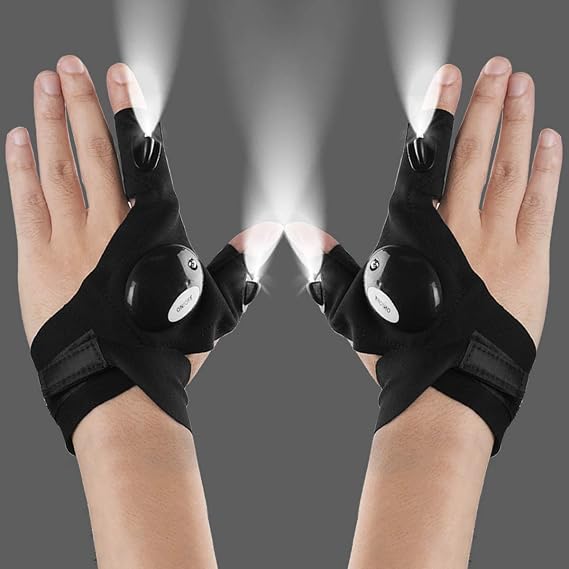 2 LED Flashlight Gloves Outdoor,Work Gloves with Light for Darkness Places, Fishing, Camping and Hiking & Tools Gifts for Handymen Men Women Boyfriend DIY Birthday