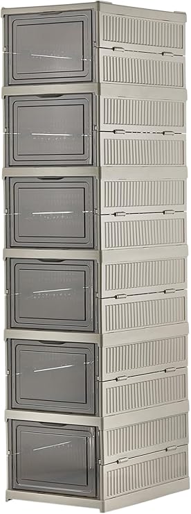 Deconox 6 Katlı, Katlanabilir Ayakkabılık, Taşınabilir Çok Amaçlı, Geniş, Katlanabilir Dolap ve Raf, Katlanır Taşınabilir Premium Portatif Organizer Ayakkabılık (25,5cm x 34,5cm x 105,5cm) (TOPRAK)