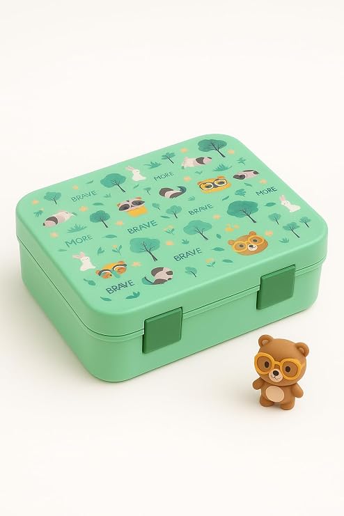 Vagonlife - Yeni Nesil Çocuk Beslenme Kutusu Tek Katlı - Bölmeli Lunch Box - 1300 Ml. (Plastik PP5 Malzeme) (Yeşil)
