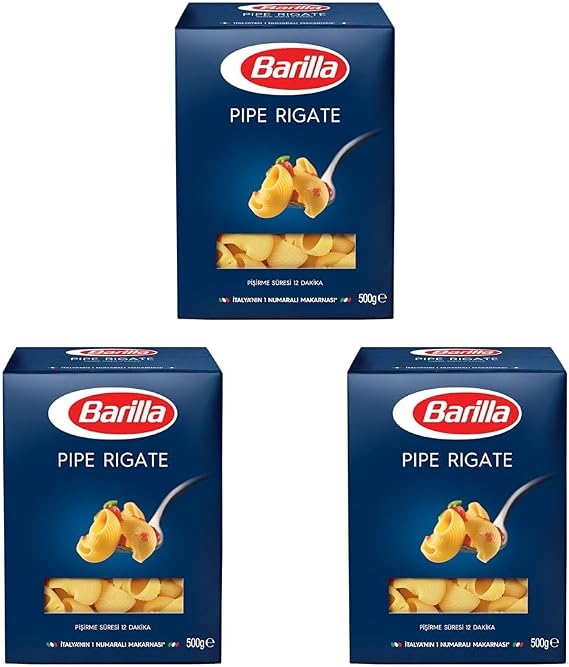 Barilla Mantı Makarna (Pipe Rigate) 500 g. 3lü paket