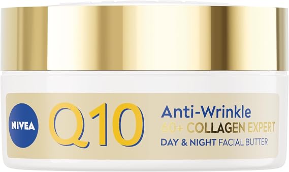 NIVEA Q10 Anti-Wrinkle Collagen Expert Day & Night Facial Butter (50ml), Firming Day and Night Cream for Sagging Skin, Formulated for Mature Skin 60+
