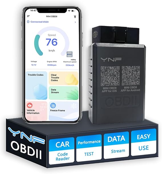 OBD2 Bluetooth Diagnostic Scanner Code Reader for iOS iPhone Android Windows Car Diagnostic Device OBD ODB2 Adapter for OBDII Protocol Vehicles