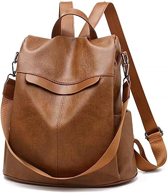 shepretty Women's Backpack Anti-Theft Shoulder Bag Multifunctional School Bag Leather 0298PU-yellow