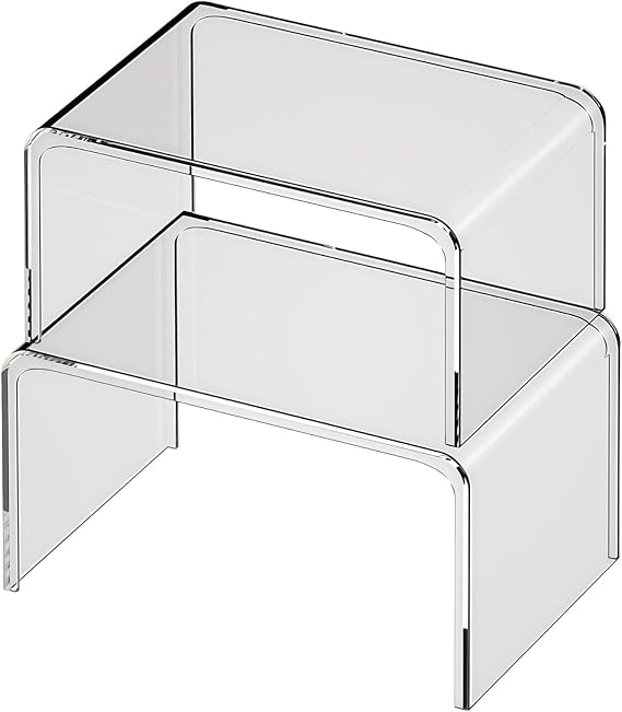2PCS Clear Cabinet Organizer, Multiuse Practical Shelf Organizer Kitchen Counter Shelves Cabinet Storage Shelf for Home