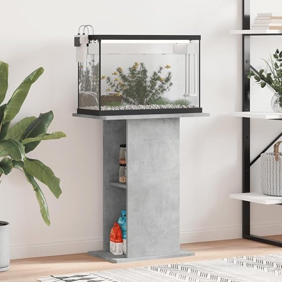 Aquarium Stand Concrete Grey 60.5x36x72.5 cm Engineered Wood, Fish Tank Stand, Fish Tank Cabinet, Vivarium Cabinet, Aquarium Tank - 833643