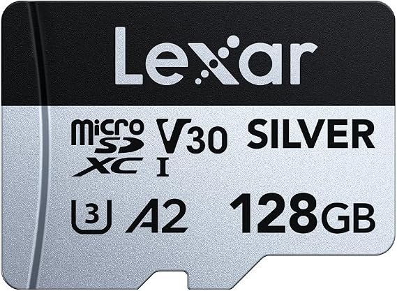Lexar Silver 128GB Micro SD Card,up to 205MB/s Reading, 100MB/s Write