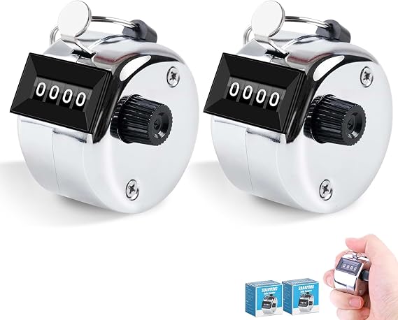 LIYANHU 2 Pcs Counter, Tally Counter, 4-Digit Clicker Counter, Metal Hand Tally Counters Clicker for Counting, Golf Scoring, Used for Counting Golf and Sports Activities
