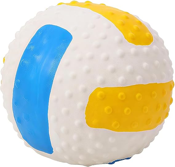 Speedy Panther Large Dog Squeaky Ball Toy, Latex Rubber Fetch Ball, 9 cm, Blue and Yellow
