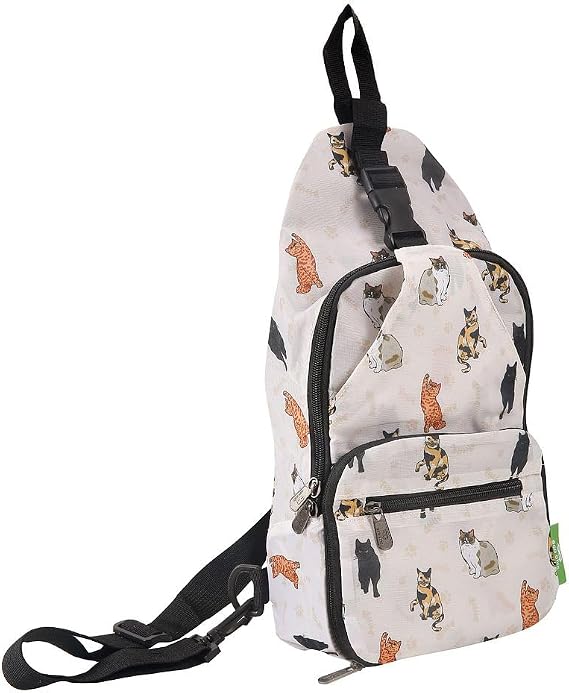 ECO CHIC Lightweight Foldable Crossbody Bag Recycled Plastic Shoulder Backpack Folds Into Pouch for Storage