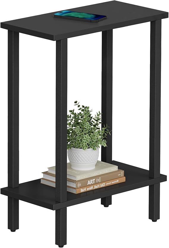 TUTOTAK Small Side Table, Narrow End Table, Skinny Sofa Table, Slim Nightstand, Living Room, Bed Room, Black TB01BK062EU