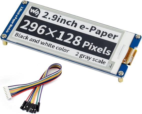 2.9inch E-paper Module 296x128 Resolution 3.3V/5V Two-Color E-Ink Display Module epaper Screen SPI Interface for Raspberry Pi/Arduino/Nucleo Support Partial Refresh