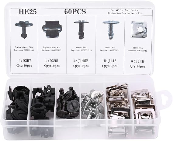 Elerose 60 Pcs Engine Cap Fastener Clips (5 Types)