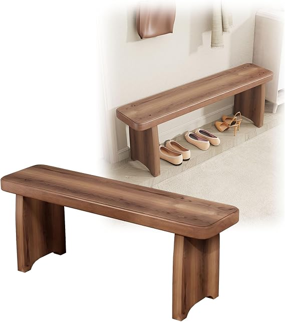Walnut Dining Bench 60/90/120/150 Cm Farmhouse Benches For Entryway, End Of Bed Bench For Bedroom, Wood Plant Stand Long Footstool, Rustic Wood Benches Seat For Indoor(90 * 20 * 35 cm)