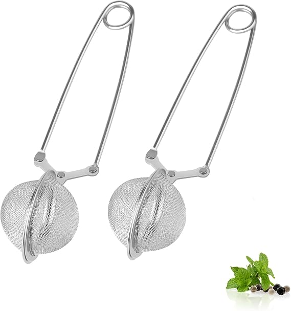Tea Strainer,2 PCS Stainless Steel Tea Infuser with Handle in Ball Shape,Tea Leaf Coffee Strainer,Teas Strainer Fine Mesh,Mini Sieve for Loose Teas Spices and Herbs
