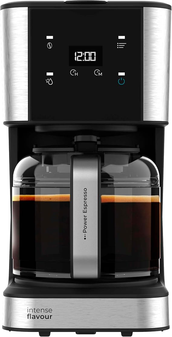 Cecotec Coffee 66 Drop & Touch Drip Coffee Maker, Power 950 W, 1.5 L, 12 Cups, Touch Panel, Glass Jug, 24h Timer, 6 Switches, Reusable Mesh Filter