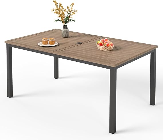 PHI VILLA Rectangle Garden Patio Table E-coating Metal Steel Frame