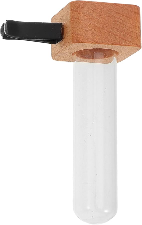 Car Flower Vase Vent Clip Clip-on Design, Wooden Auto Dash Roses Holder for Car Interior Decor, Elegant Khaki Hydroponic Small Vase for Dashboard Decor and Plant Propagation
