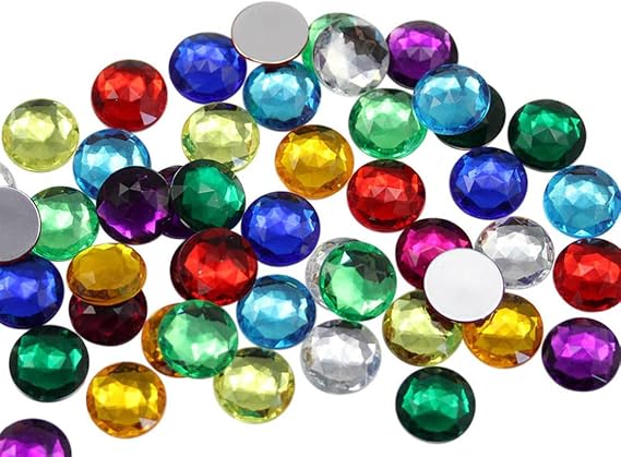 Allstarco 15mm (19/32") Assorted Round Acrylic Gems, 120 PCS