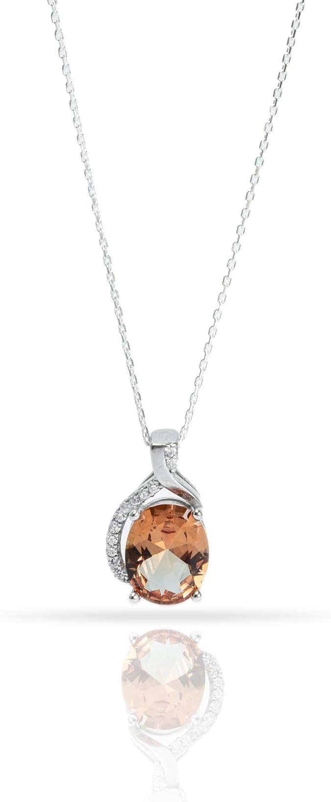 Madam Mademoiselle Design Diamond Cut Silver Women's Necklace with Zultanite Stone, 925 Carat